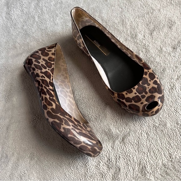 Melissa Peep Toe Jelly Ballerina Ballet Flats Leopard Animal Print Sz 5 - Picture 1 of 12